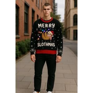 NEW sloth Christmas light up sweater- size M
